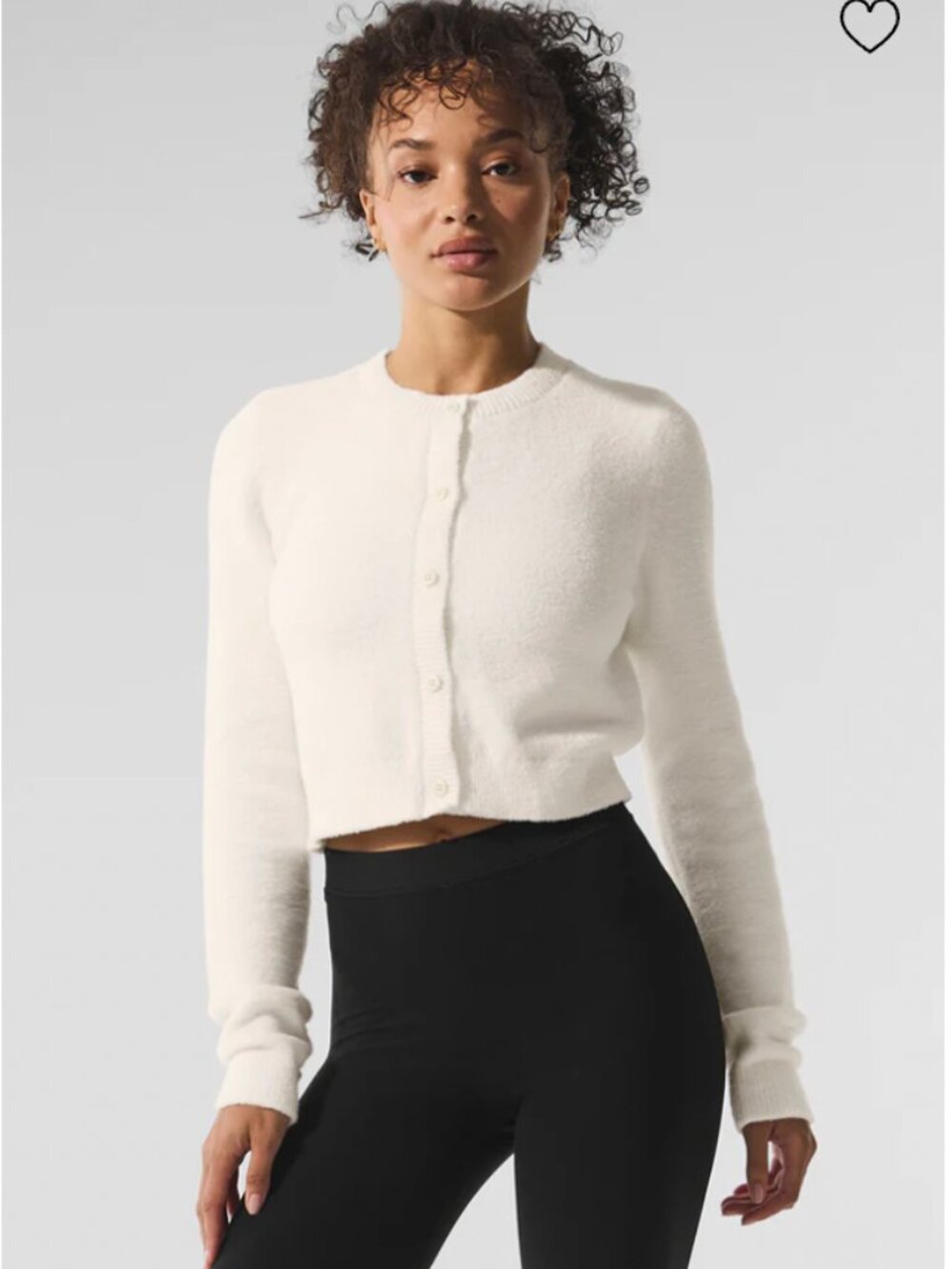 LIKE NEW ALO Snuggle Up Sweater Cropped Cardigan, Ivory, size L